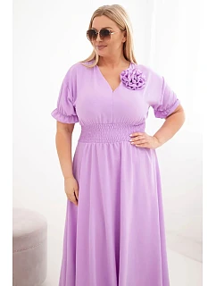 Dámské šaty Plus Size s výstřihem do V a model 22092422 pasem světle fialová - K-Fashion