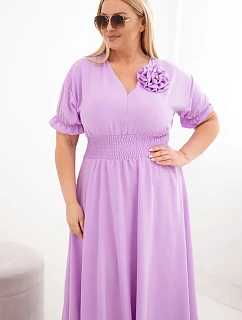 Dámské šaty Plus Size s výstřihem do V a řaseným pasem světle fialová
