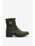 Dámské Botky Na Zip S Dekorativním Detalem Eko Semišové Zelené model 21668042 - Boto