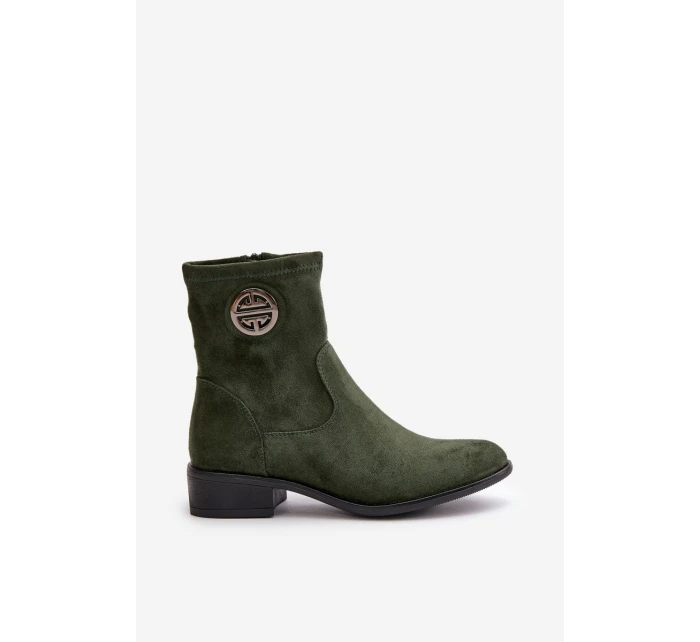 Dámské Botky Na Zip S Dekorativním Detalem Eko Semišové Zelené model 21668042 - Boto
