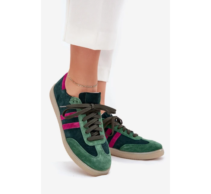 model 21703126 Semišové Nízké Dámské Tenisky Tmavě Zelené - Zazoo model 21703126 Semišové Nízké Dámské Tenisky Tmavě Zelené - Zazoo