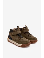 Dětské turistické boty na suchý zip tmavě zelené Pavisse Dětské turistické boty na suchý zip tmavě zelené Pavisse