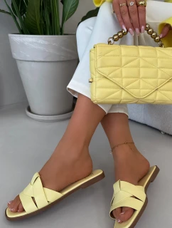 Dámské ploché pantofle s pásky žluté model 21937369 - Boto