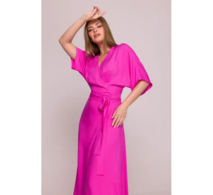 Viskózové maxi šaty se vzorem lila model 21154684 - STYLOVE