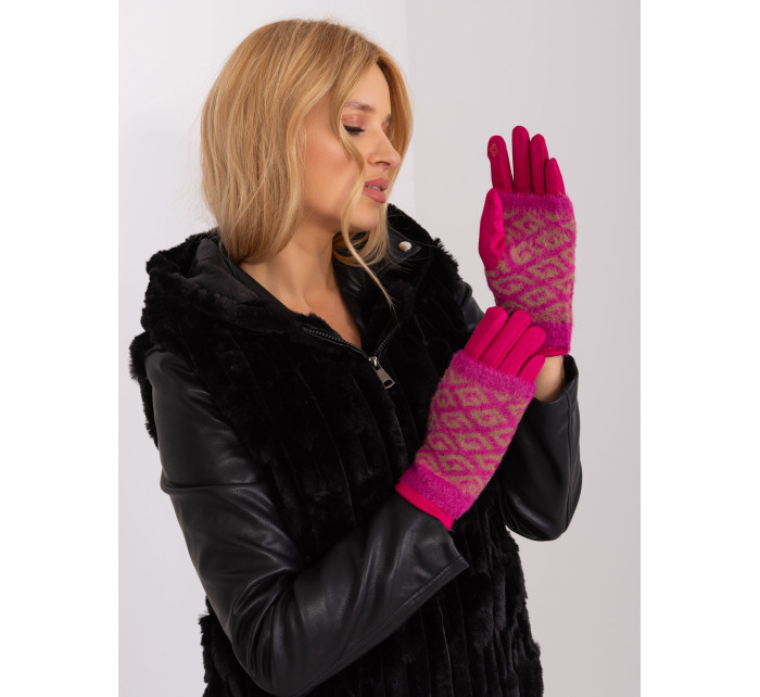 Fuchsiové zimní rukavice s potahem