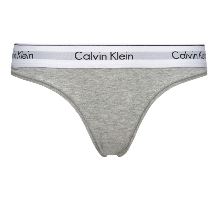 Dámská tanga Thong Modern Cotton 0000F3786E020 šedá - Calvin Klein