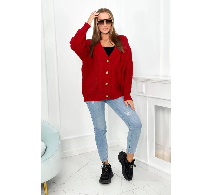 Svetr na knoflíky model 20774210 červený - Kesi Svetr na knoflíky model 20774210 červený - Kesi