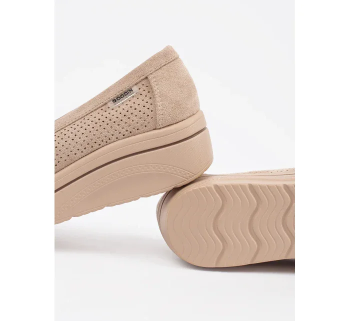 Krásné dámské hnědé  mokasíny platforma