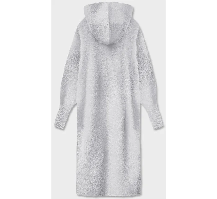 Světle šedý dlouhý vlněný přehoz přes oblečení typu alpaka s kapucí (M105) Světle šedý dlouhý vlněný přehoz přes oblečení typu alpaka s kapucí (M105)