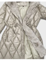 Béžová bunda s kožešinovou kapucí, model 21757959 - HONEY WINTER