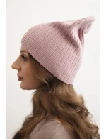 Dámská čepice s proužky a ozdobným knoflíkem s přídavkem vlny a modalu tmavě růžová Dámská čepice s proužky a ozdobným knoflíkem s přídavkem vlny a modalu tmavě růžová