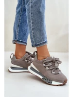 Semišové dámské sneakersy na platformě s tlustým šněrováním Artiker 54C1463 šedé Semišové dámské sneakersy na platformě s tlustým šněrováním Artiker 54C1463 šedé
