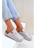 Dámské Pantofle Zdobené Kryštály Na Platformě Šedé Deorani Dámské Pantofle Zdobené Kryštály Na Platformě Šedé Deorani