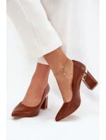 Kožené Lodičky Lewski model 21704050 Tmavě hnědé - Boto