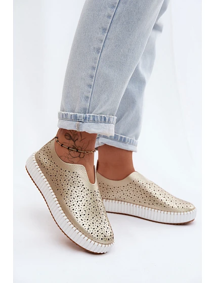 Otevřené Slip-on Sandály na Platformě Zlaté Glamma