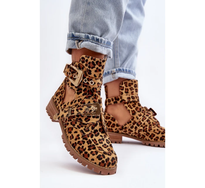 Dámské Kotníkové Boty Lu Boo Semišové s vykrojením Leopard Rock Girl Dámské Kotníkové Boty Lu Boo Semišové s vykrojením Leopard Rock Girl