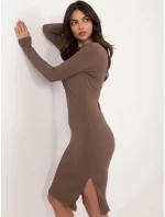 Šaty RV SK model 20619149 hnědé - FPrice Šaty RV SK model 20619149 hnědé - FPrice