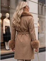 Dámský kabát s odnímatelným kožešinovým límcem Fango FashionStreet TY6075 Dámský kabát s odnímatelným kožešinovým límcem Fango FashionStreet TY6075