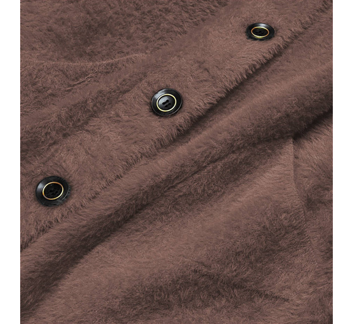 Krátký přehoz přes oblečení v čokoládové barvě typu alpaka na knoflíky (537)