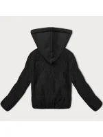 Krátká černá dámská bunda s kapucí model 21066745 - J.STYLE Krátká černá dámská bunda s kapucí model 21066745 - J.STYLE