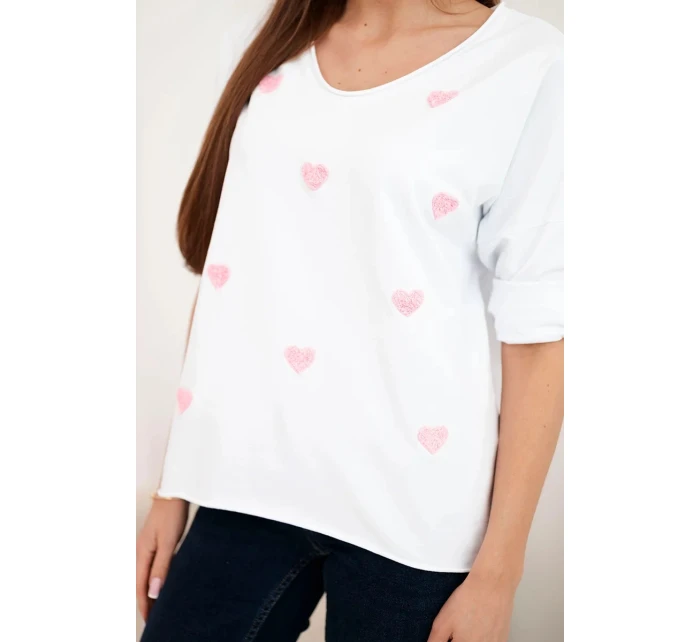 Dámská bavlněná blůza s dlouhým rukávem a srdíčky model 21890106 - K-Fashion