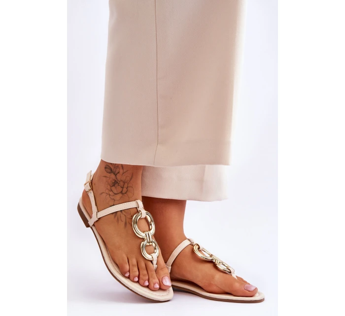 Ploché kožené žabky Béžove Keep model 21620391 - Boto