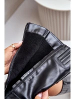 Zateplené kozačky na podpatku z eko kůže do poloviny lýtek černé Ellithira