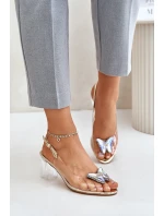 Průhledné Sandály S Motýlem Na Podpatku D&A MR42-326 Zlaté Průhledné Sandály S Motýlem Na Podpatku D&A MR42-326 Zlaté