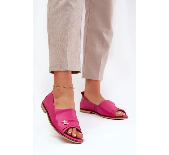 Kožené elegantní baleríny s odkrytými prsty Zazoo 1865 fuchsie