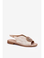 Lesklé Dámské Sandály S Dekorativním Detailem S.Barski KV51-012 Růžové Zlato