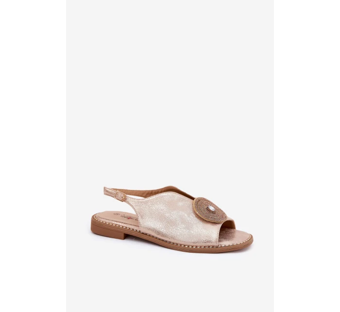 Lesklé Dámské Sandály S Dekorativním Detailem S.Barski KV51-012 Růžové Zlato