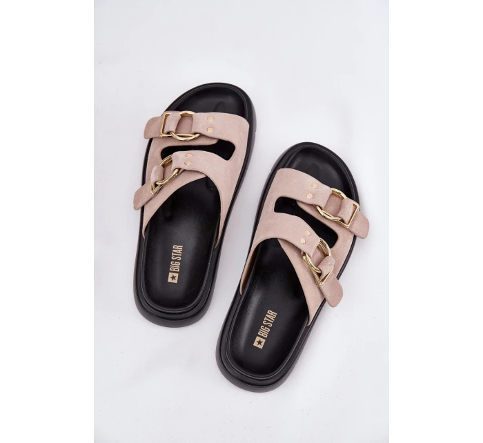 Dámské Sametové Sandały S Dekorativními Přezkami Big Star RR274659 Světle Růžové Dámské Sametové Sandały S Dekorativními Přezkami Big Star RR274659 Světle Růžové