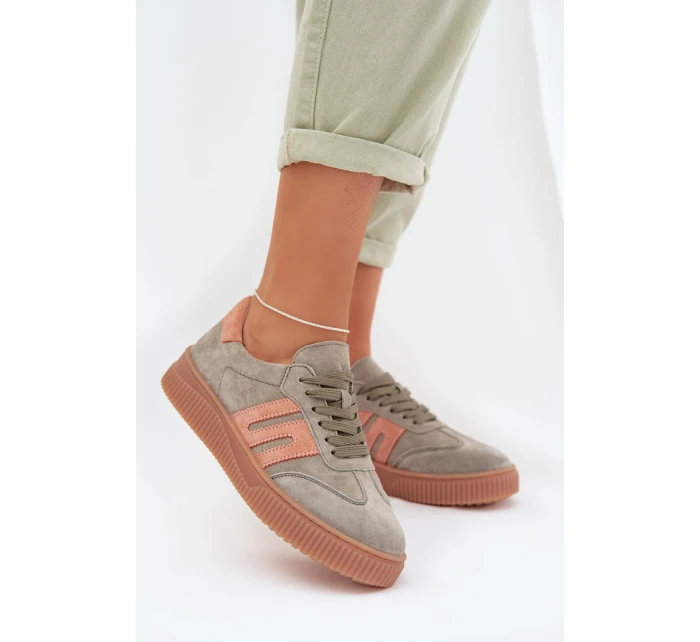 Dámské tenisky z pravé semiše Zelené model 22026533 - EVENTO Dámské tenisky z pravé semiše Zelené model 22026533 - EVENTO