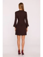 M876 Šaty s širokými manžetami - hnědé M876 Šaty s širokými manžetami - hnědé