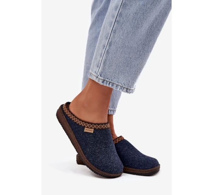 Dámské pantofle s výšivkou Inblu – tmavě modré