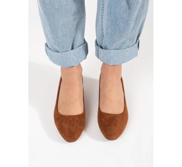 Pohodlné  lodičky dámské Jasnobrązowy na širokém podpatku