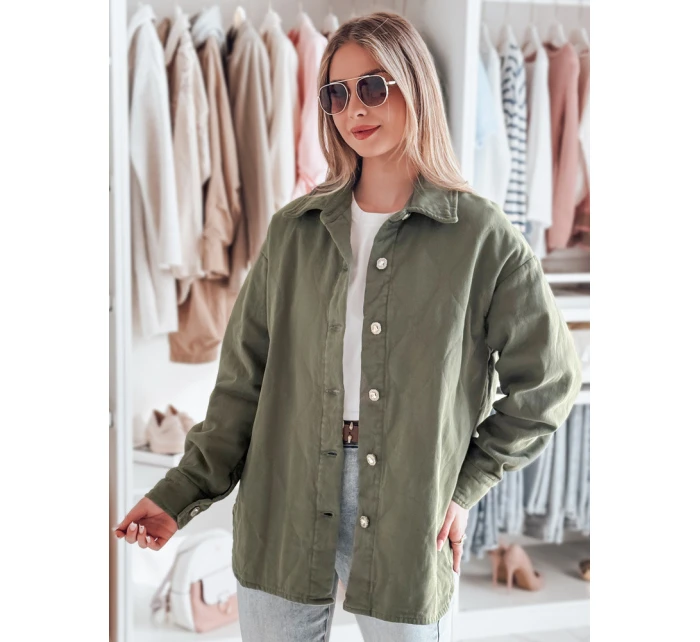 Dámská přechodná košilová bunda oversize KOSMOJACK khaki FashionStreet TY4840 Dámská přechodná košilová bunda oversize KOSMOJACK khaki FashionStreet TY4840