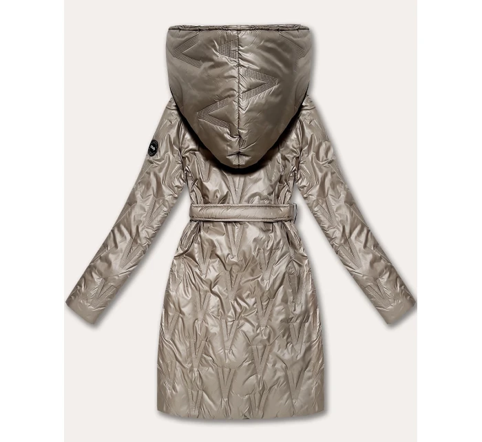 Béžový dámský prošívaný kabát s páskem S'West (B8508-12) Béžový dámský prošívaný kabát s páskem S'West (B8508-12)