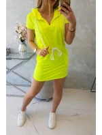 Šaty s kapucí žluté neonové
