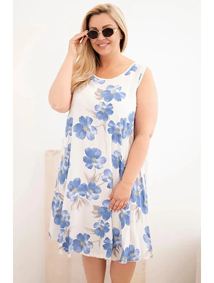 Dámské šaty Plus Size viskózové květované na ramínkách béžová Dámské šaty Plus Size viskózové květované na ramínkách béžová