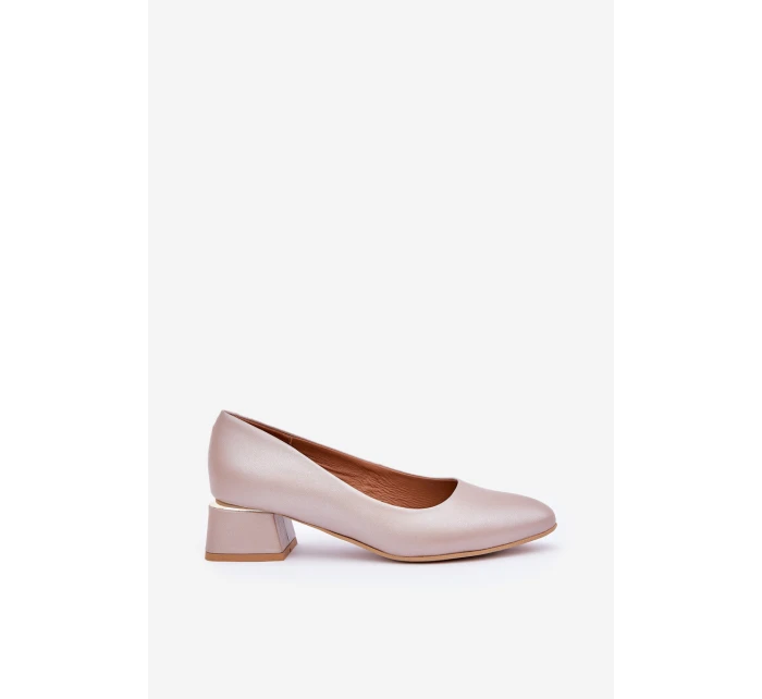 Kožené lodičky Lewski 3118 Tmavě béžové