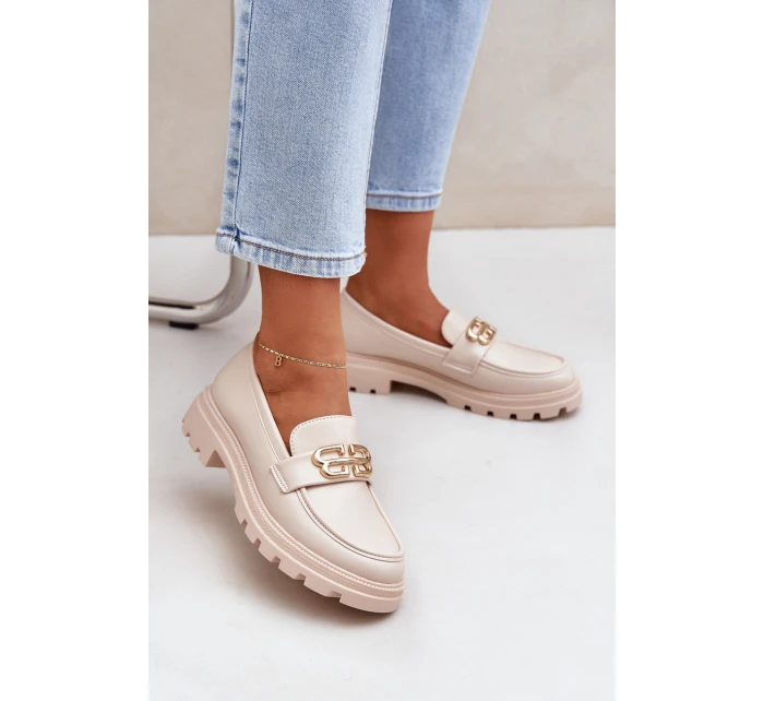 Dámské Mokasíny Se Zlatým Detalem Béžové model 21683267 - Boto