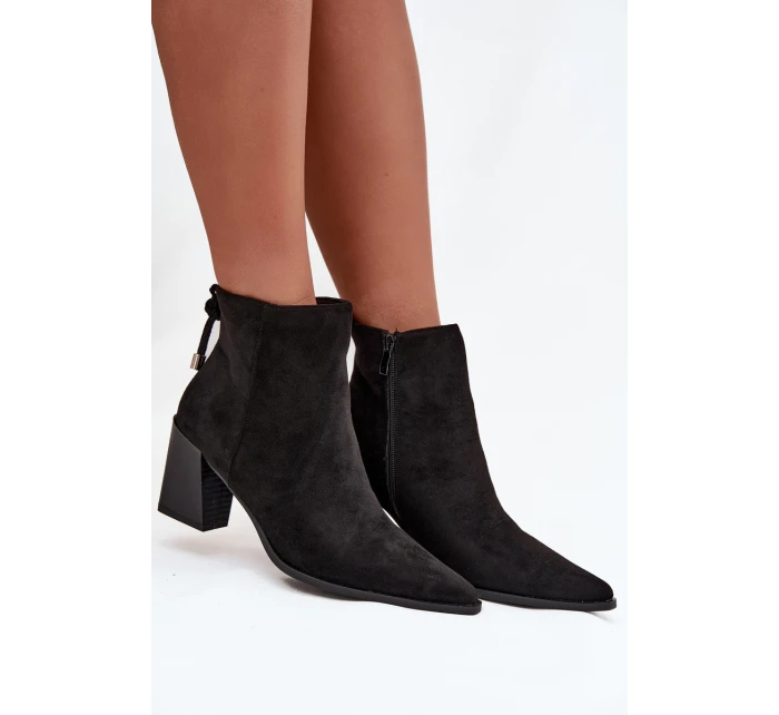 Dámské botky na podpatku s vázáním Halisse – černé Dámské botky na podpatku s vázáním Halisse – černé