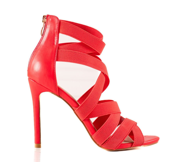 Klasické dámské červené  sandály na jehlovém podpatku