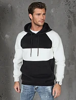 Pánská základní mikina s černobílými pruhy FashionStreet BX5901