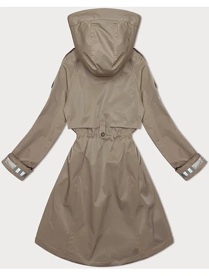 Tenká dámská bunda parka ve světlé khaki barvě s kapucí (3) model 19709849 - BH FOREVER Tenká dámská bunda parka ve světlé khaki barvě s kapucí (3) model 19709849 - BH FOREVER