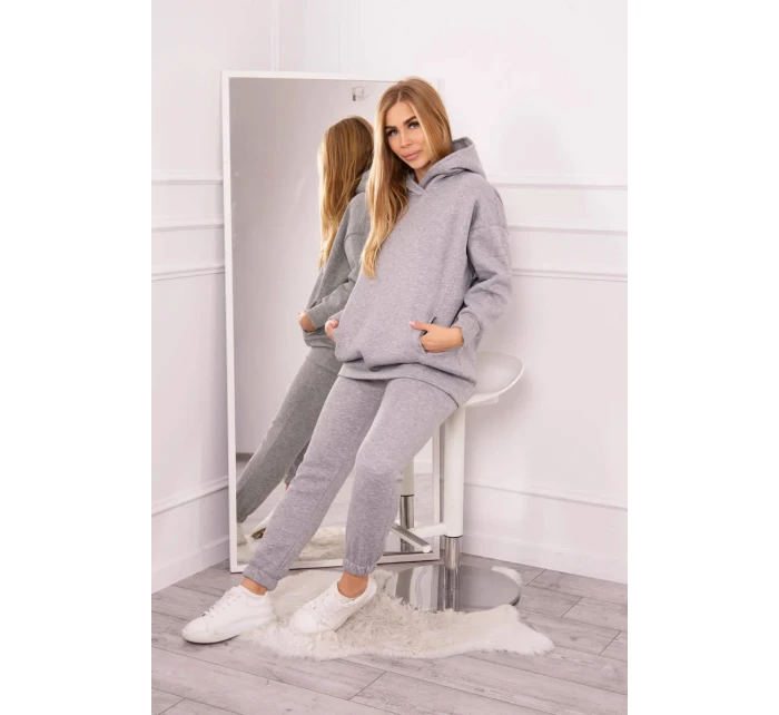 Zateplený set s mikinou s kapucí šedý Zateplený set s mikinou s kapucí šedý