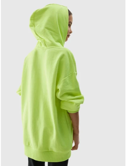 Dívčí tepláková mikina bez zapínání a s kapucí 4F - žlutá Dívčí tepláková mikina bez zapínání a s kapucí 4F - žlutá