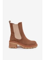 Dámské kotníkové boty Zoralia na klínku – tmavě béžové