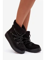 Dámské sněhule na platformě se šněrováním – černé Roselya Dámské sněhule na platformě se šněrováním – černé Roselya